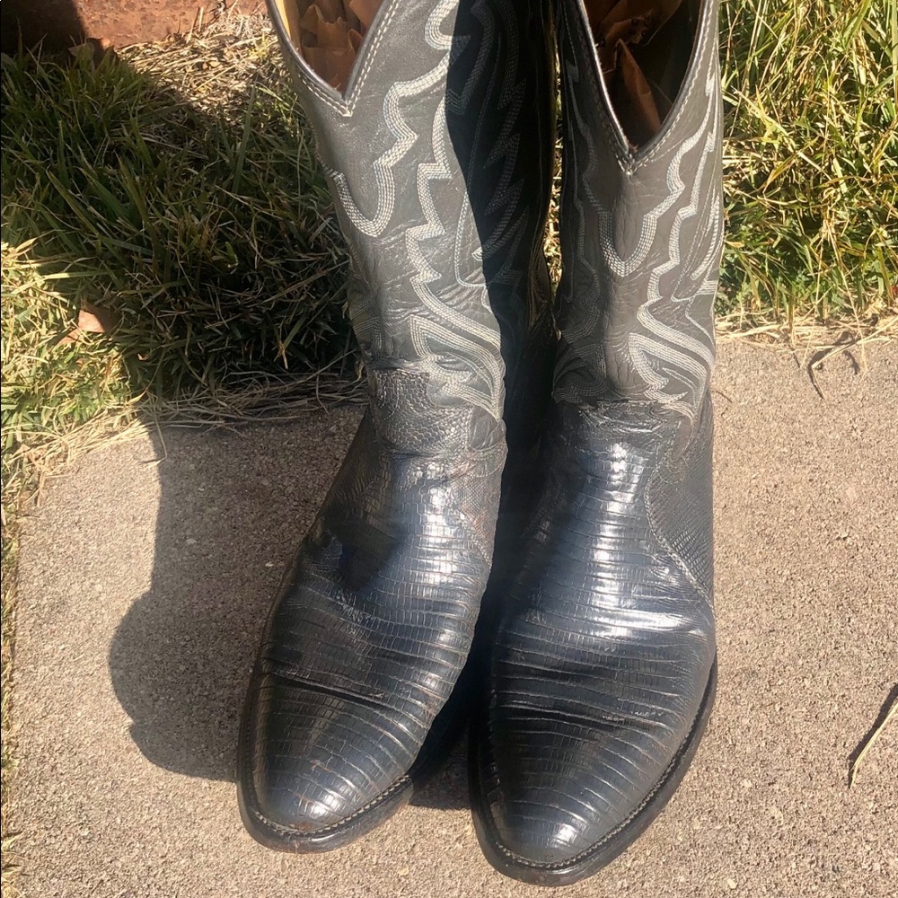 Vintage Justin Boots Gray Snake-Skinned